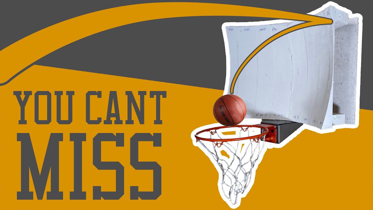 'You can't miss' famous Shane video quote text with a basketball and its net on a yellow background