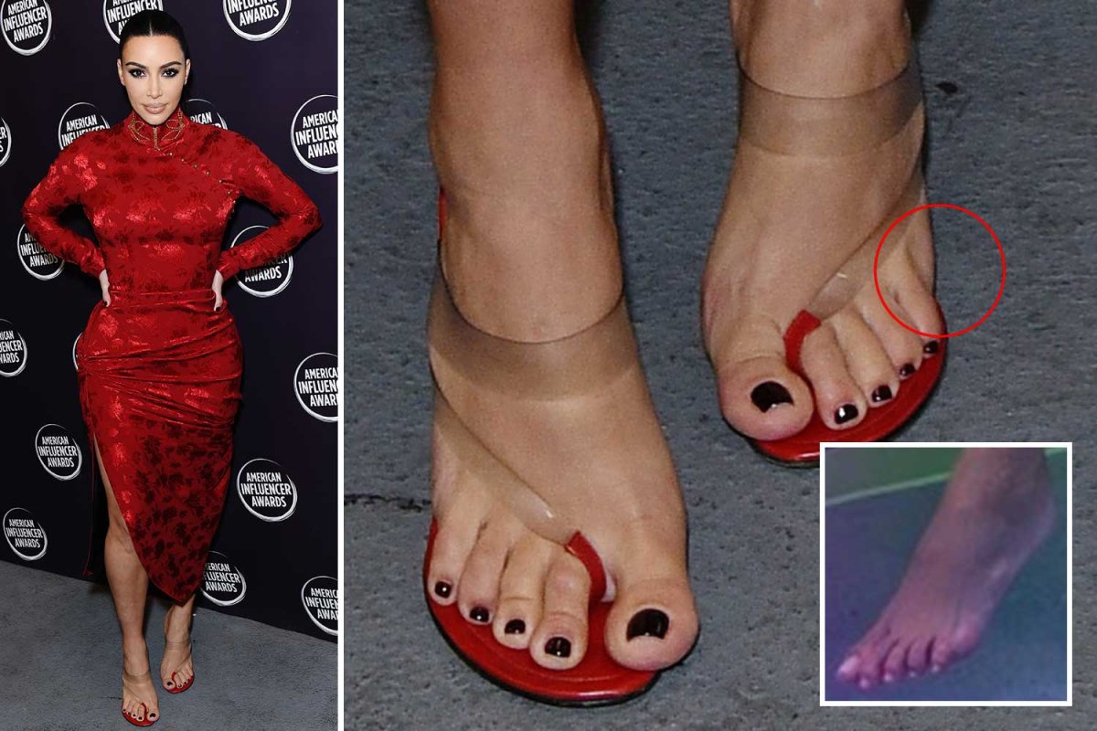 Kim Kardashian wearing a red dress; kim kardashian feet in red heels