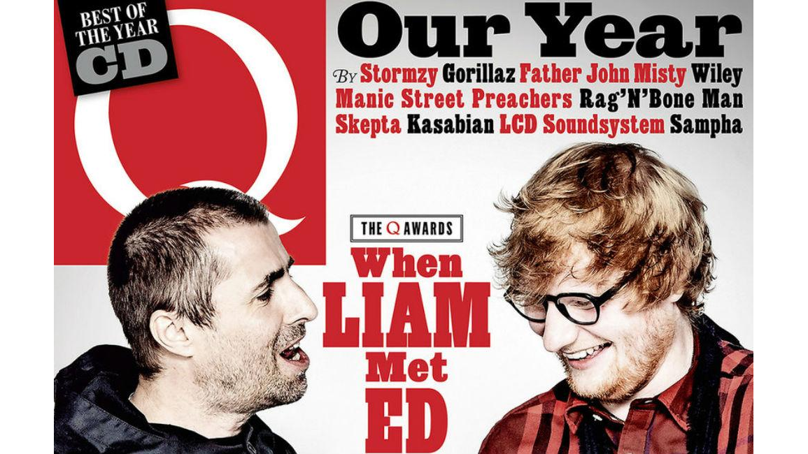 Liam gallagher ed sheeran on a magazine cover