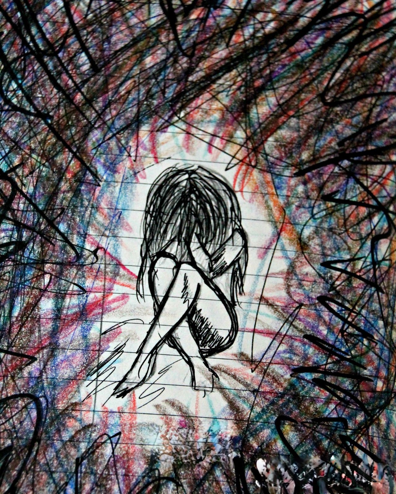 A girl trapped in depression art