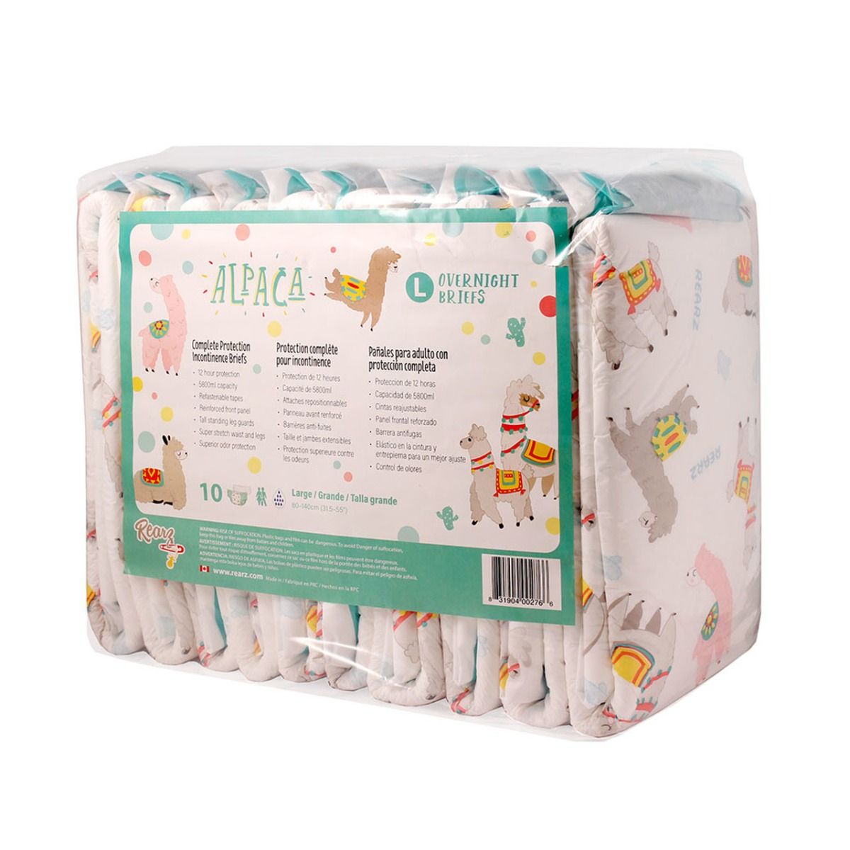 Pack of white adult diapers by rearz