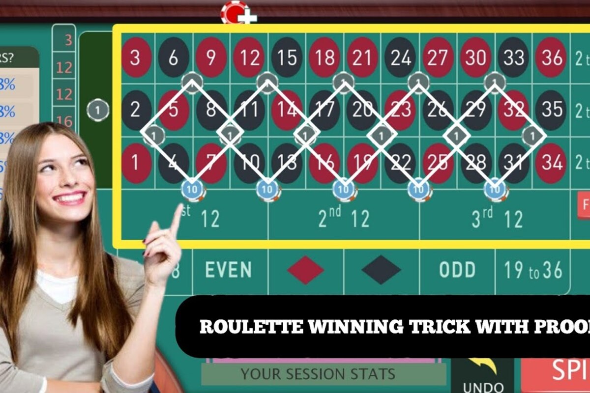 A girl pointing to the roulette winning tricks