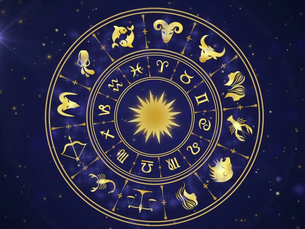 Yellow horoscope on a blue background