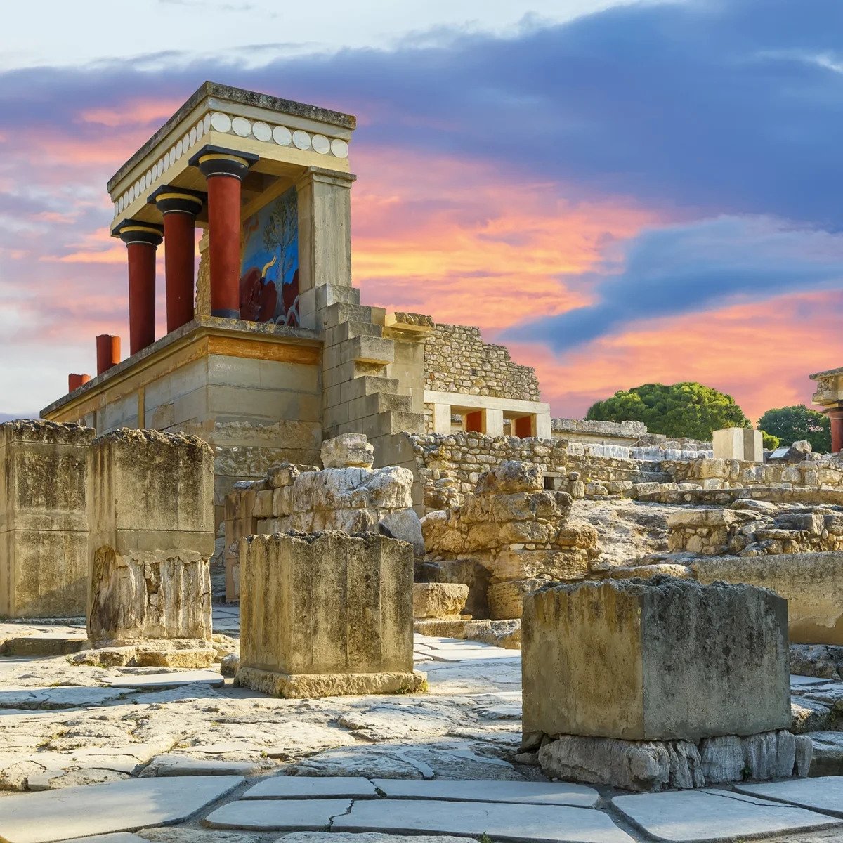 Minoan Civilization Of Ancient Crete's huge ruined and restored palace