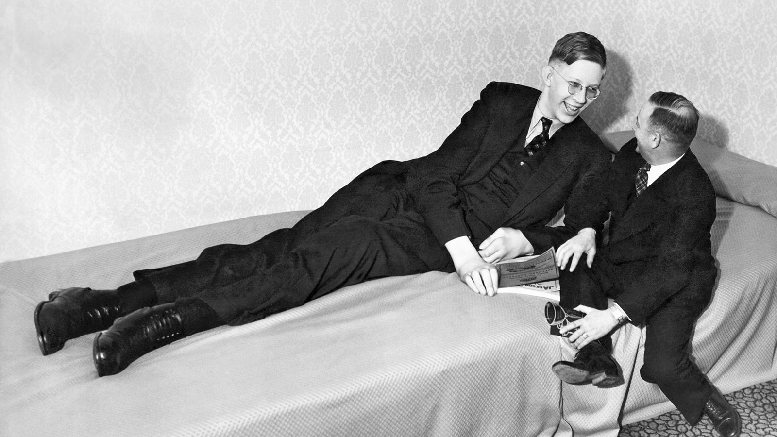 Robert Wadlow lying on a sofa