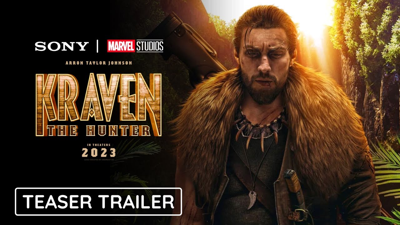 Aaron Taylor-Johnson, also known as Sergei Kravinoff (Kraven), wears a thick animal fur shoulder and carries a rifle on his back