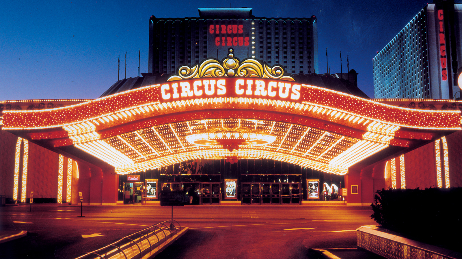 Fully illuminated Las Vegas's Circus Circus casino