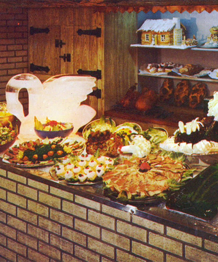 A photo of a buffet set up
