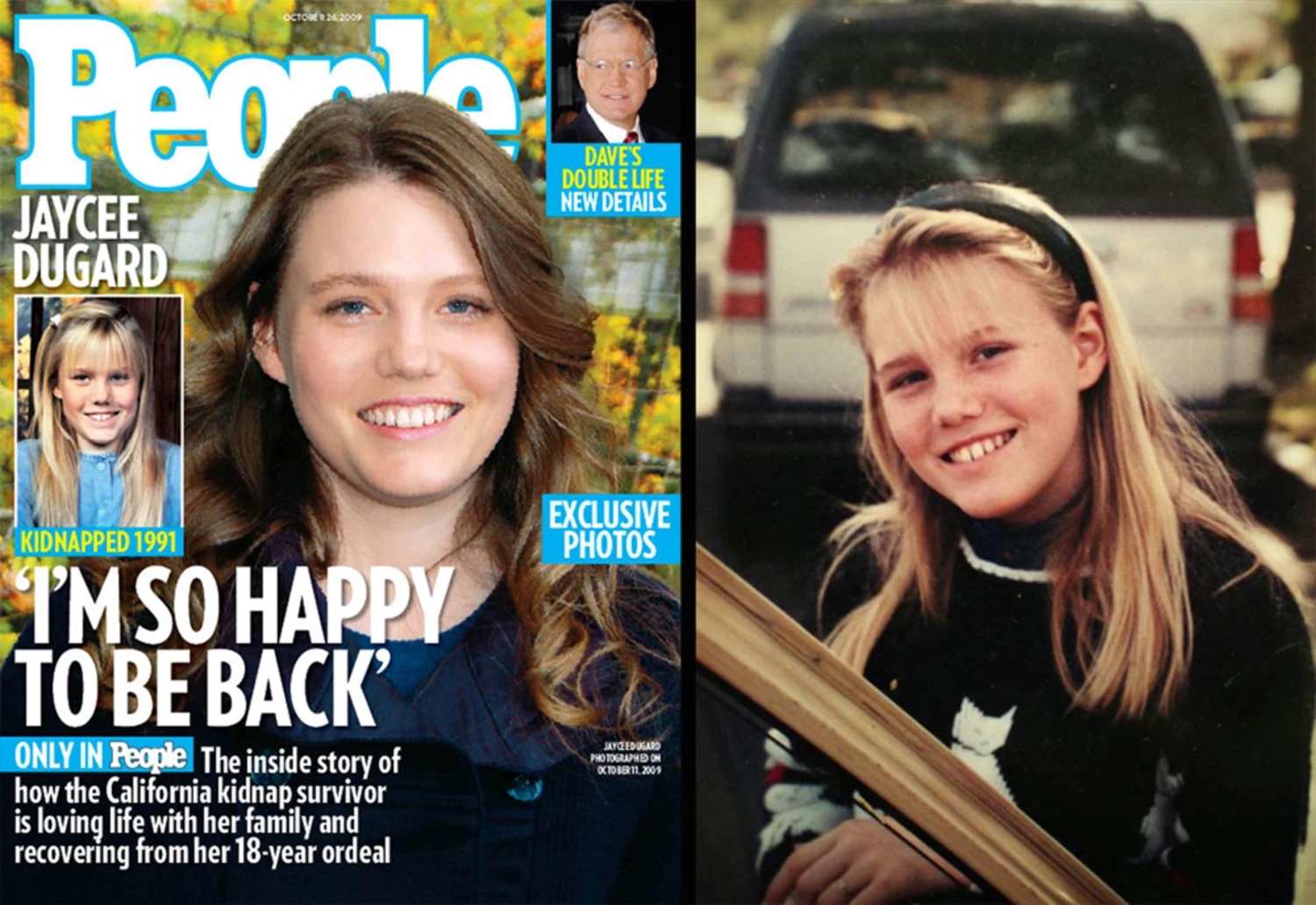 Jaycee Dugard on the People magazine cover; Young Jaycee Dugard smiling