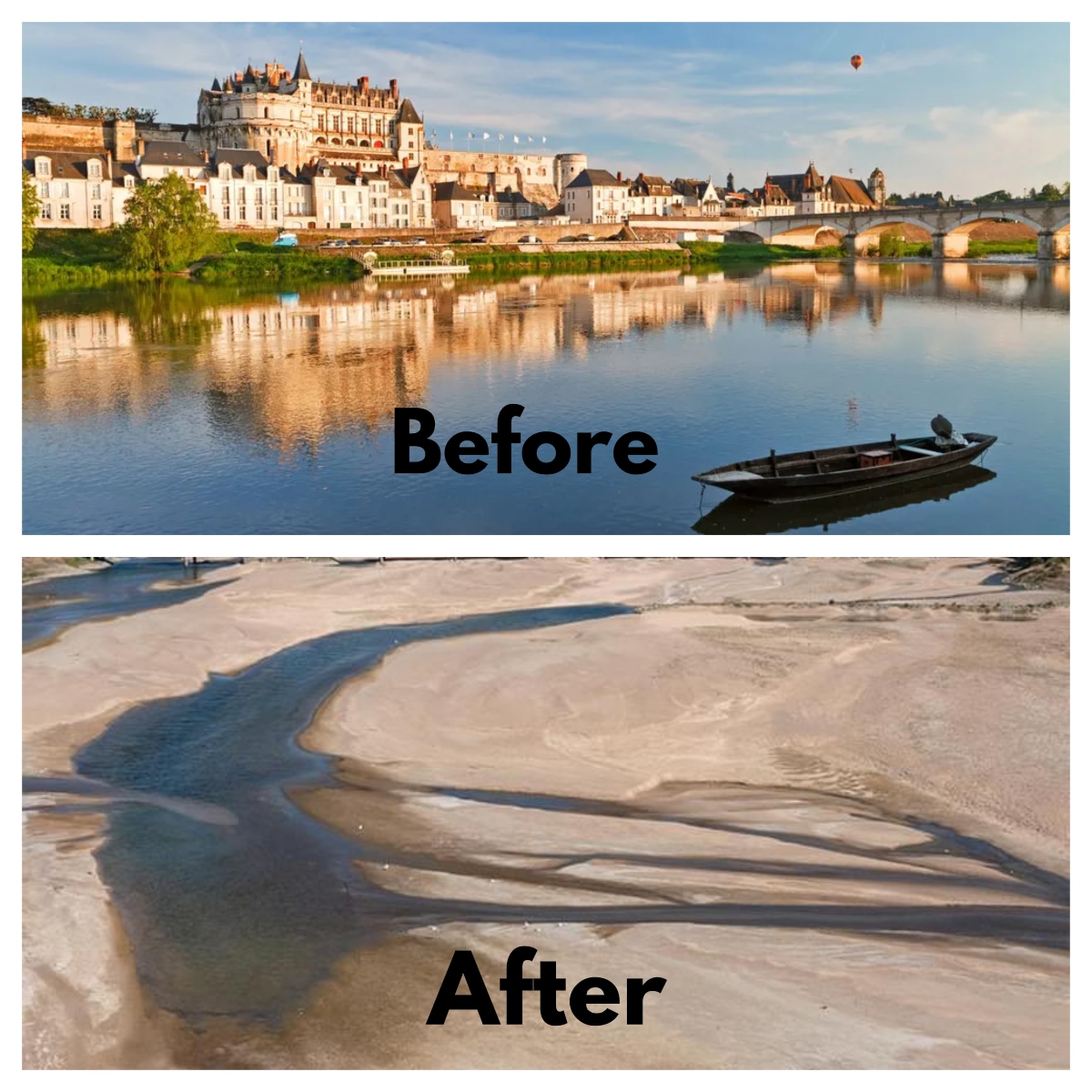 Before and after view of Loire River