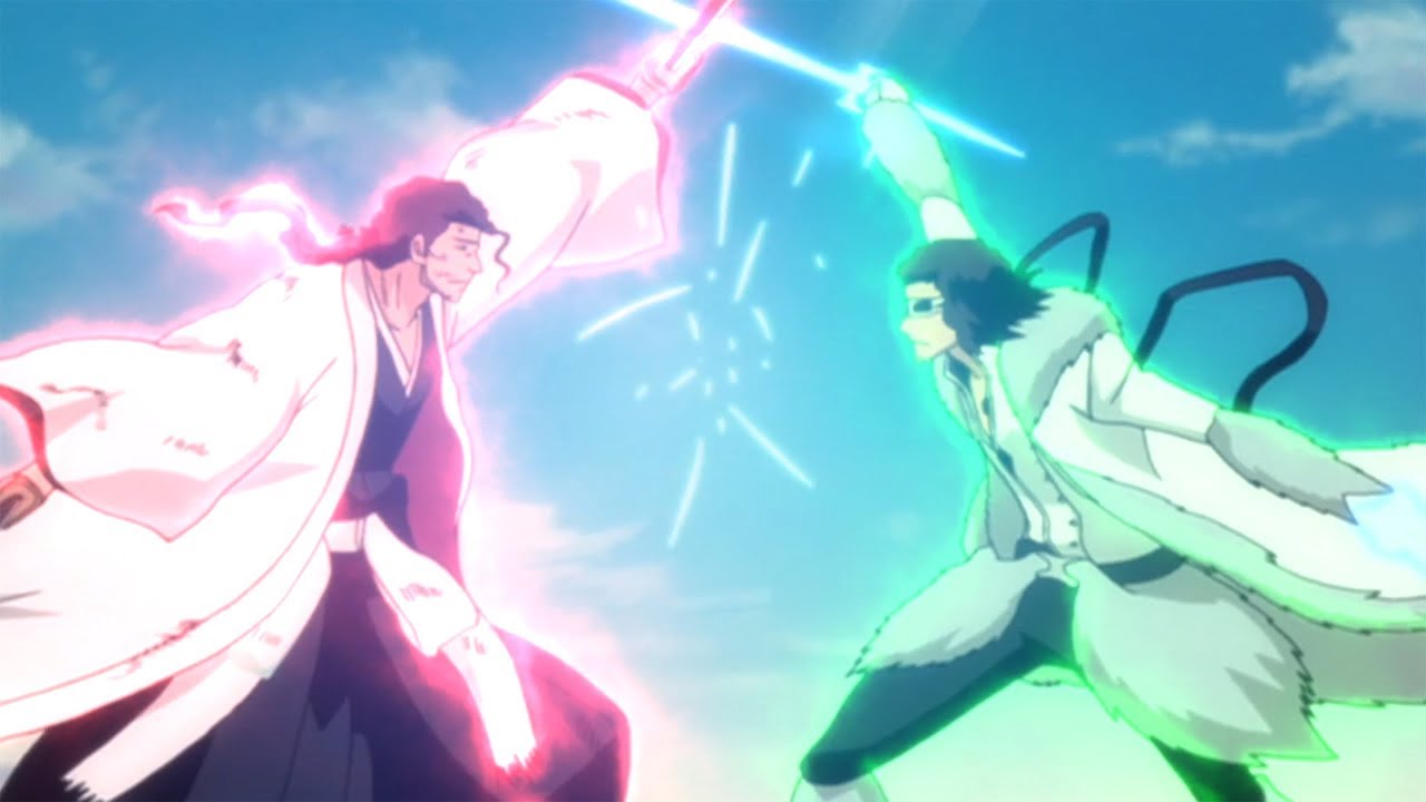 A fight between Starrk and Shunsui in Bleach series