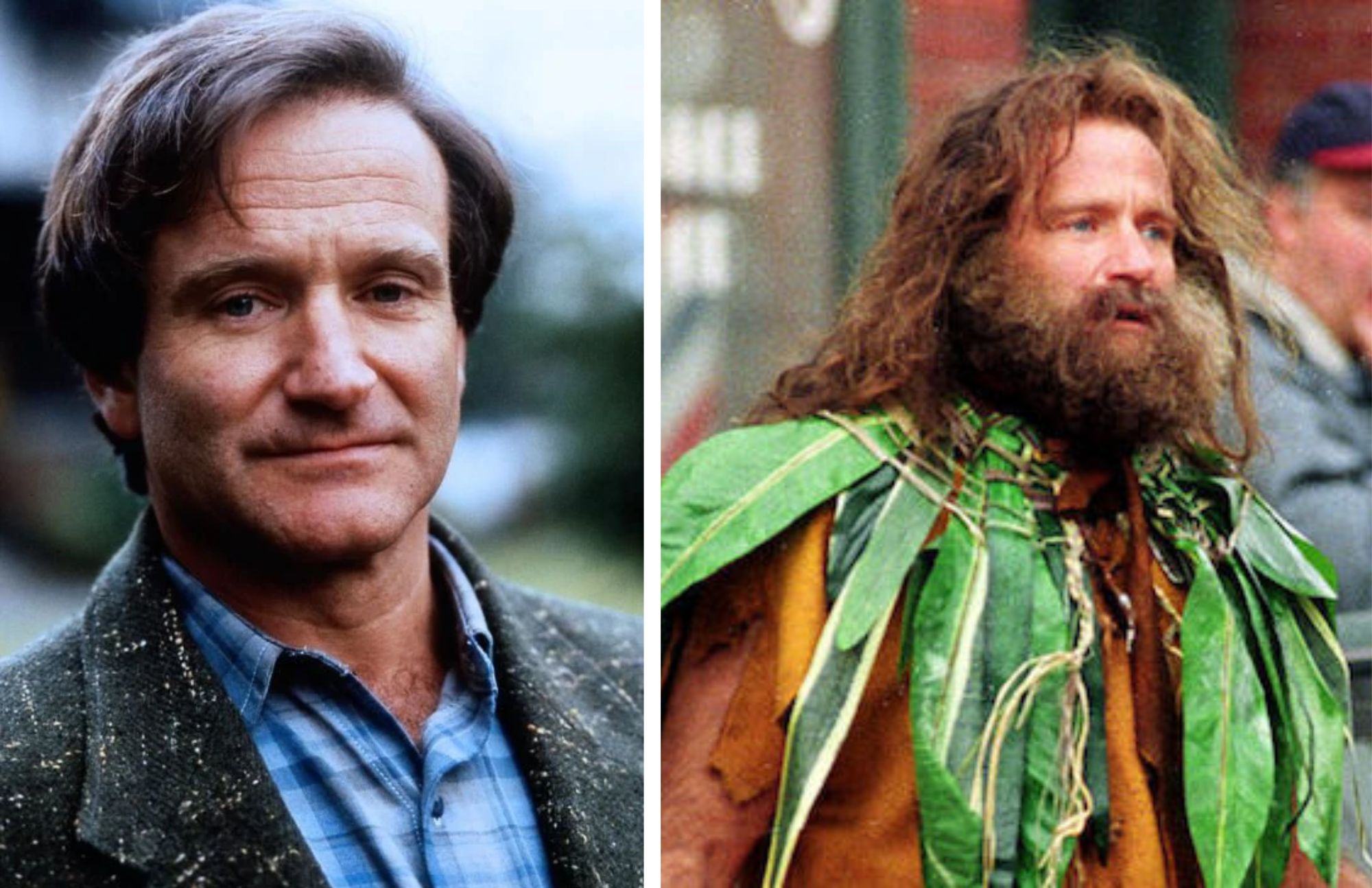 On the right is Robin William, who played Alan Parrish, who is trapped in the jungle inside the Jumanji board