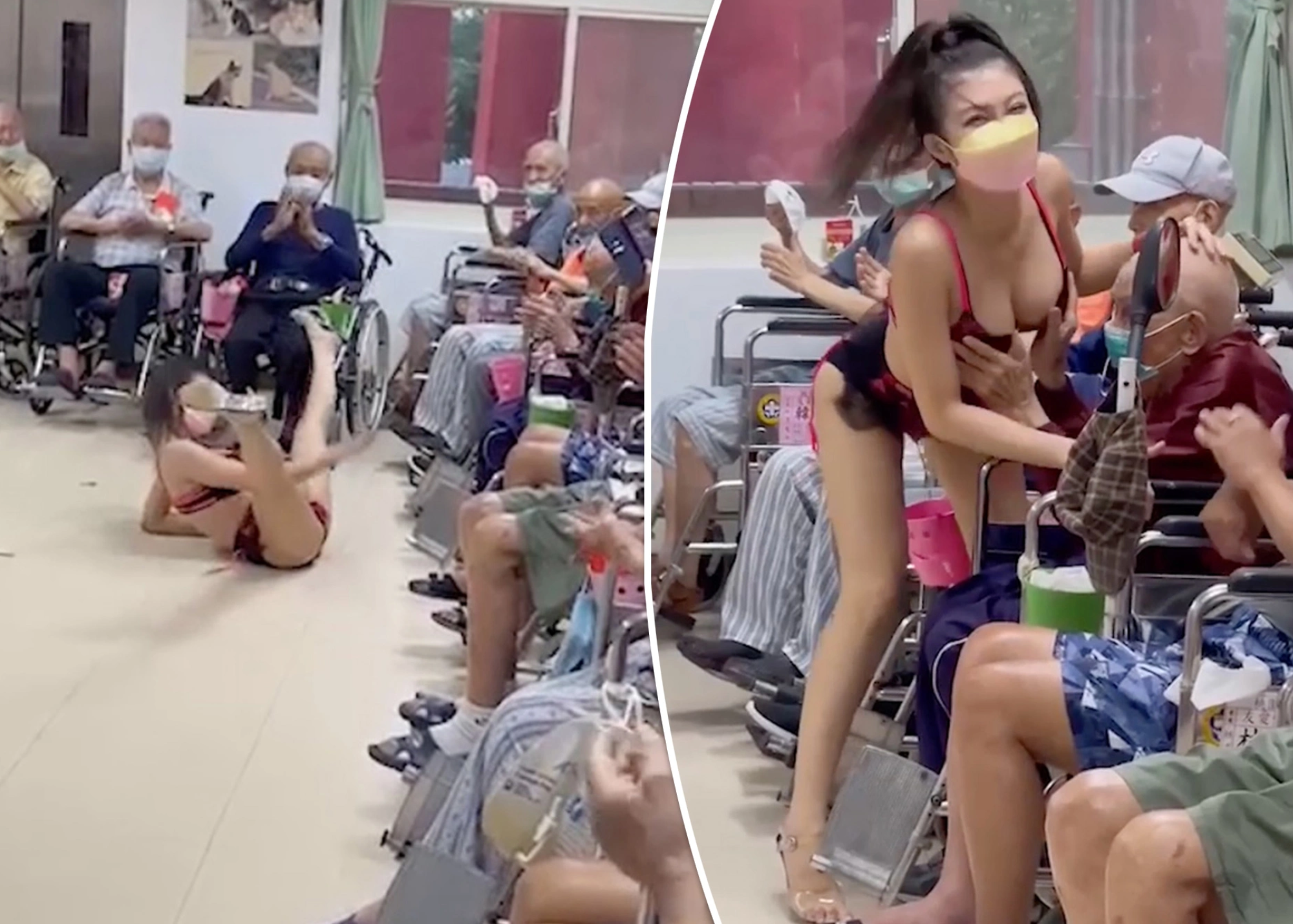 Stripper Entertains Elderly In Taiwan's Taoyuan Veterans Home And Goes Viral