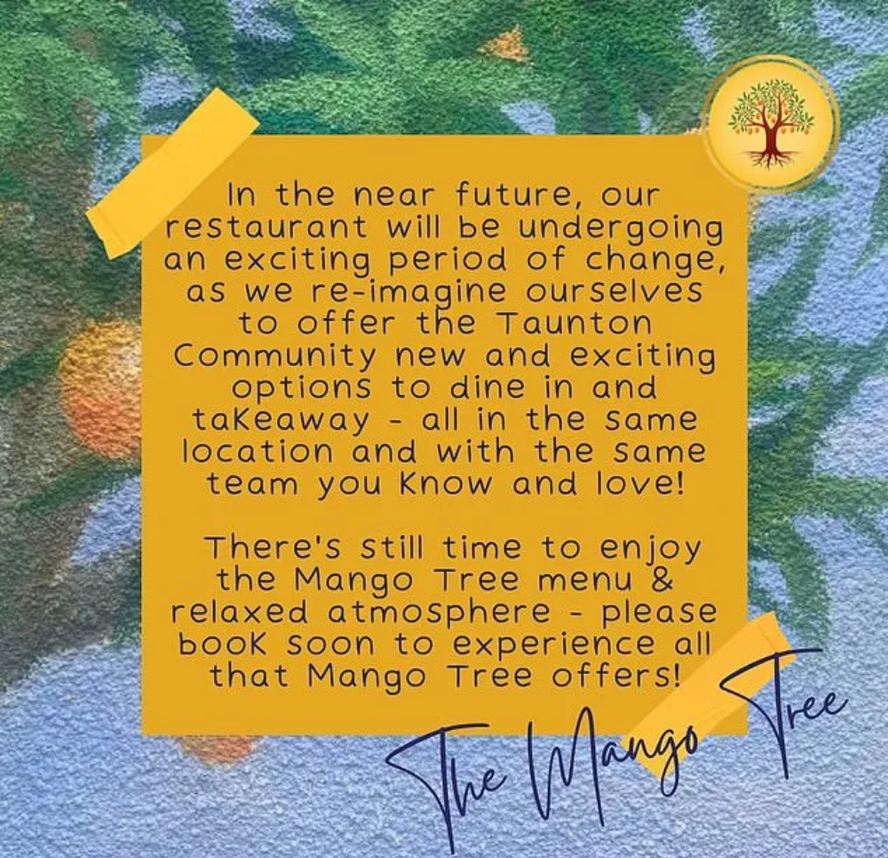 A note by The Mango Tree restaurant about their future updates