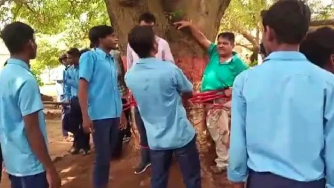 Students Tie Teachers To A Tree And Thrash Them Over Poor Marks In India
