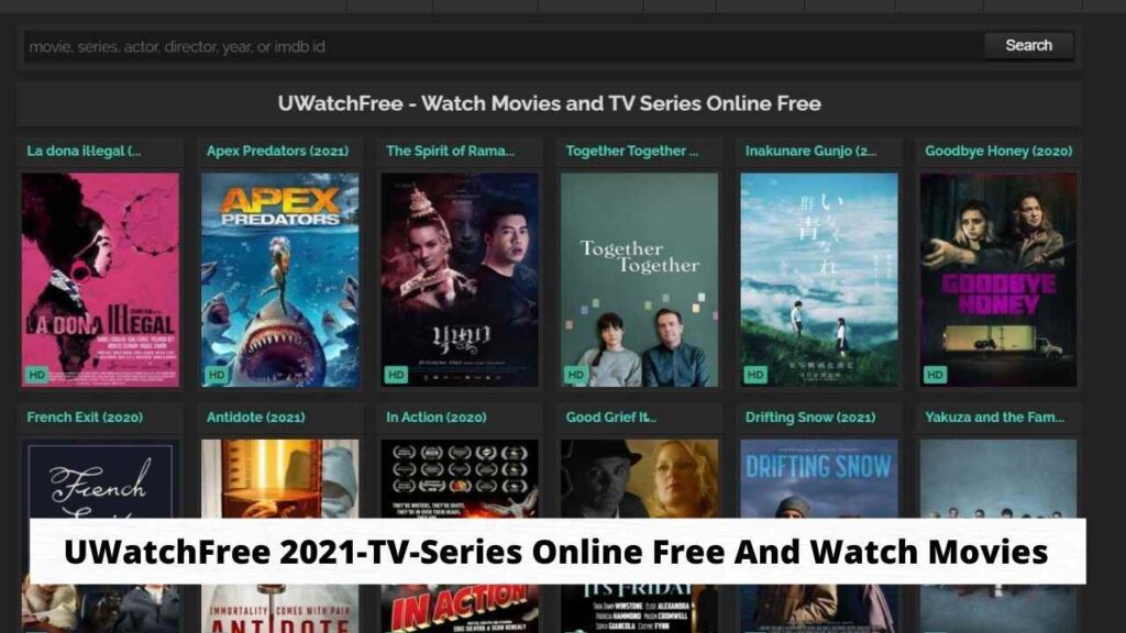 UWatchFree 2021 TV Series Online Free And Watch Movies text written on the Uwatchfree site homepage