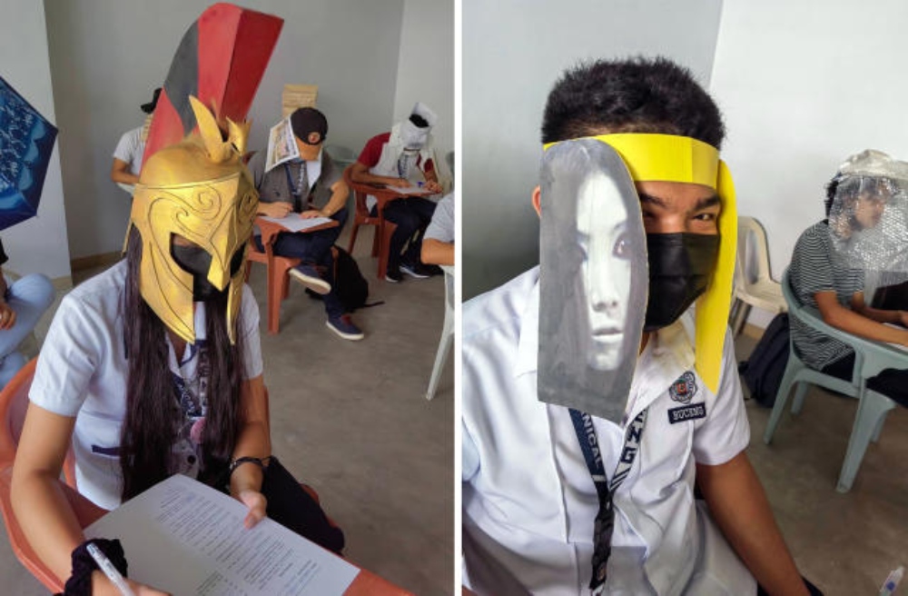 Photos Of Students In Philippines Wearing ‘Anti-cheating’ Hats During Exams Go Viral