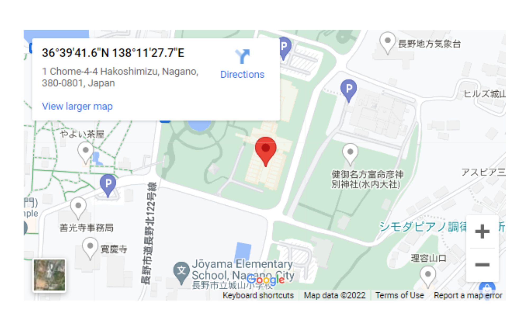 Screenshot of the studio ghibli park location on google map