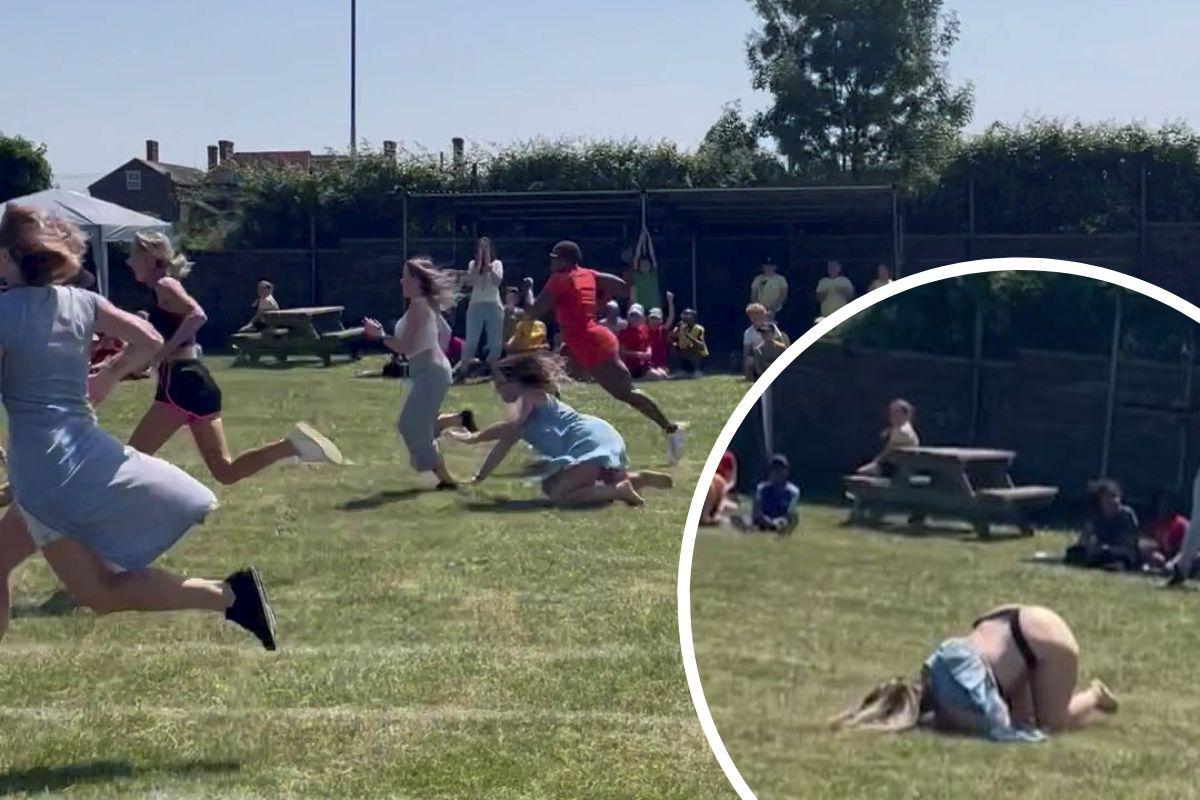 Mum Faceplants And Moons Crowd During Parents' Race