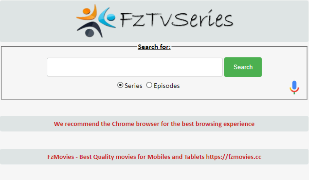 Fztvseries website main page screenshot