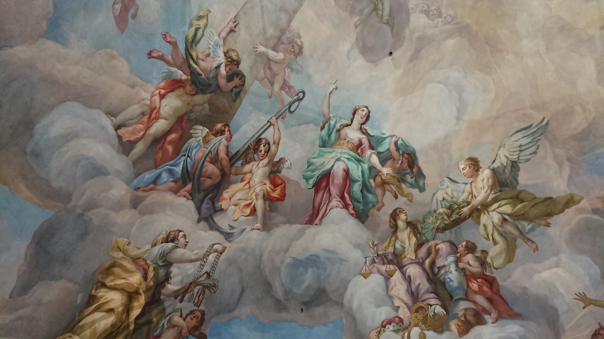 Painting Of The Angels In The Clouds