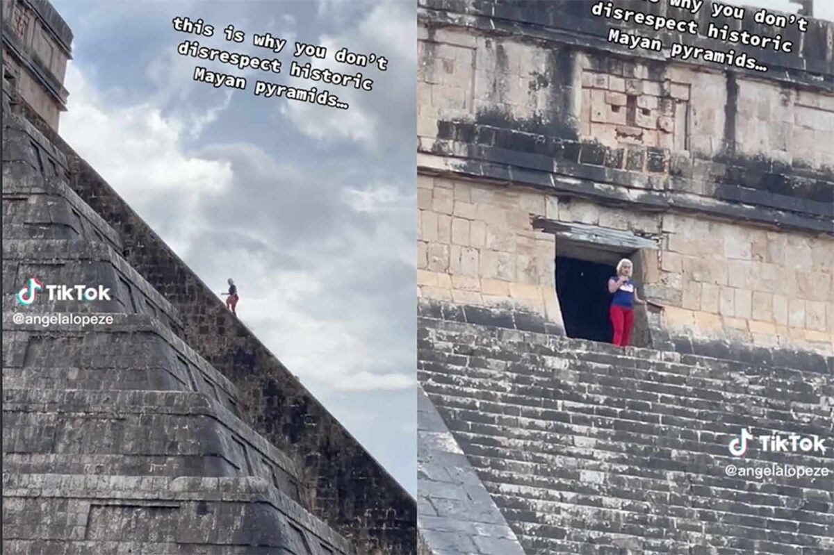 Mexican Locals Call For Woman To Be Sacrificed As She Climbs Mayan Pyramid