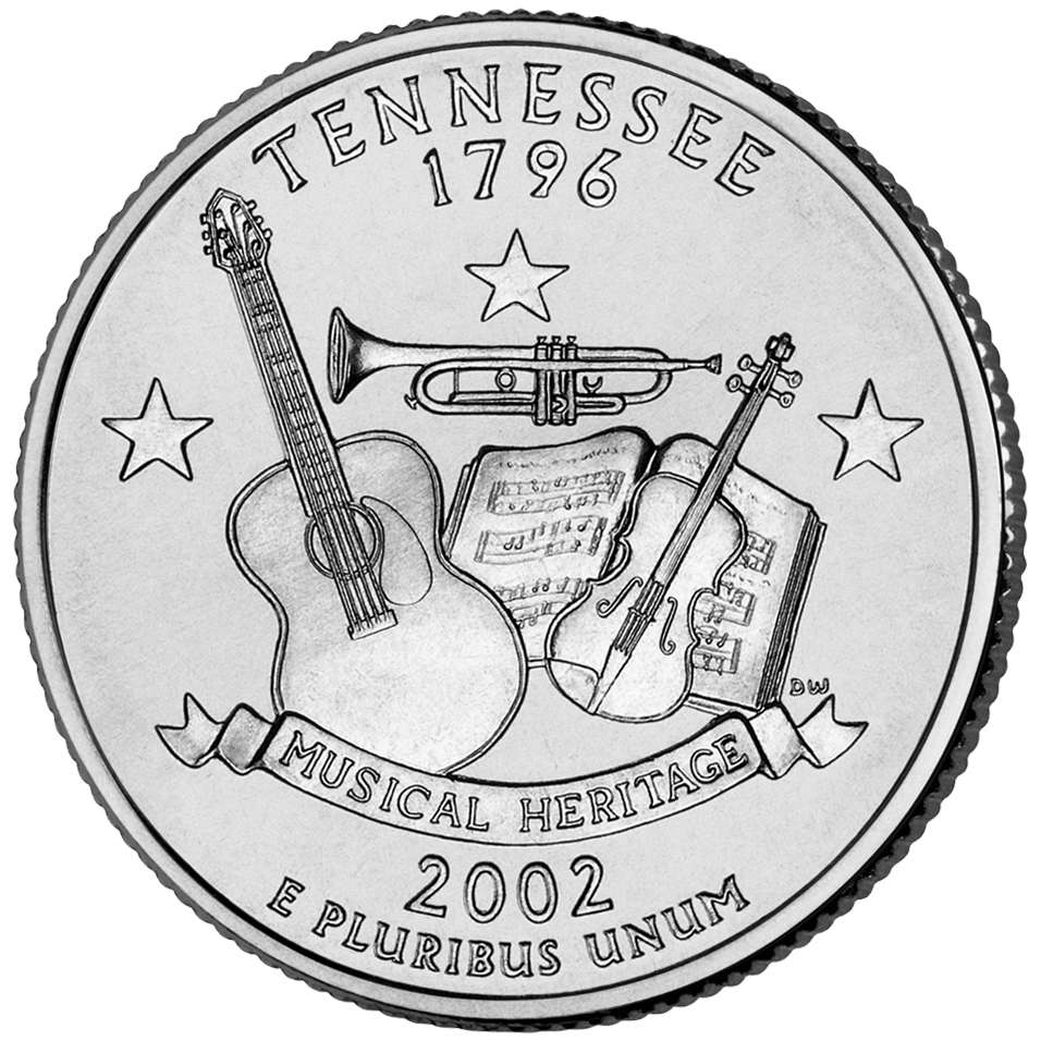 Which U.S. State Quarter Features A Guitar, A Trumpet, And A Fiddle?