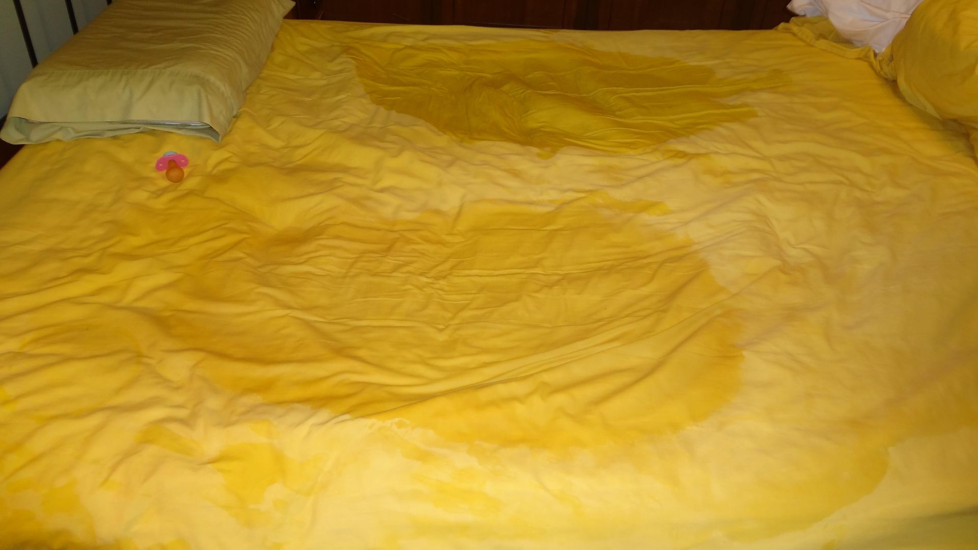 Yellow Wet Bed Sheet