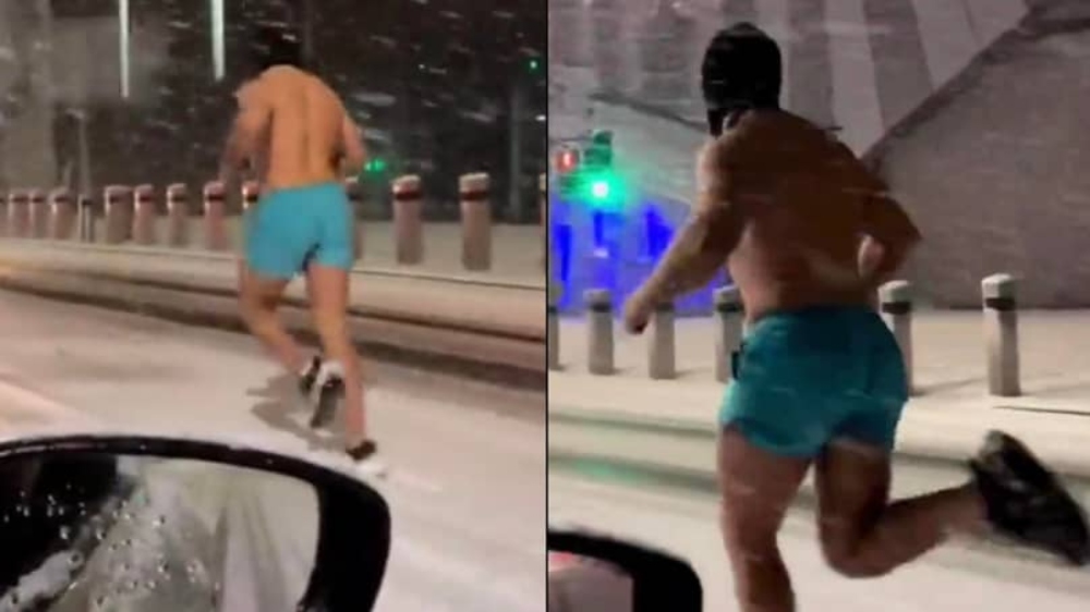 Half-naked Man Seen Sprinting In The Snow In London