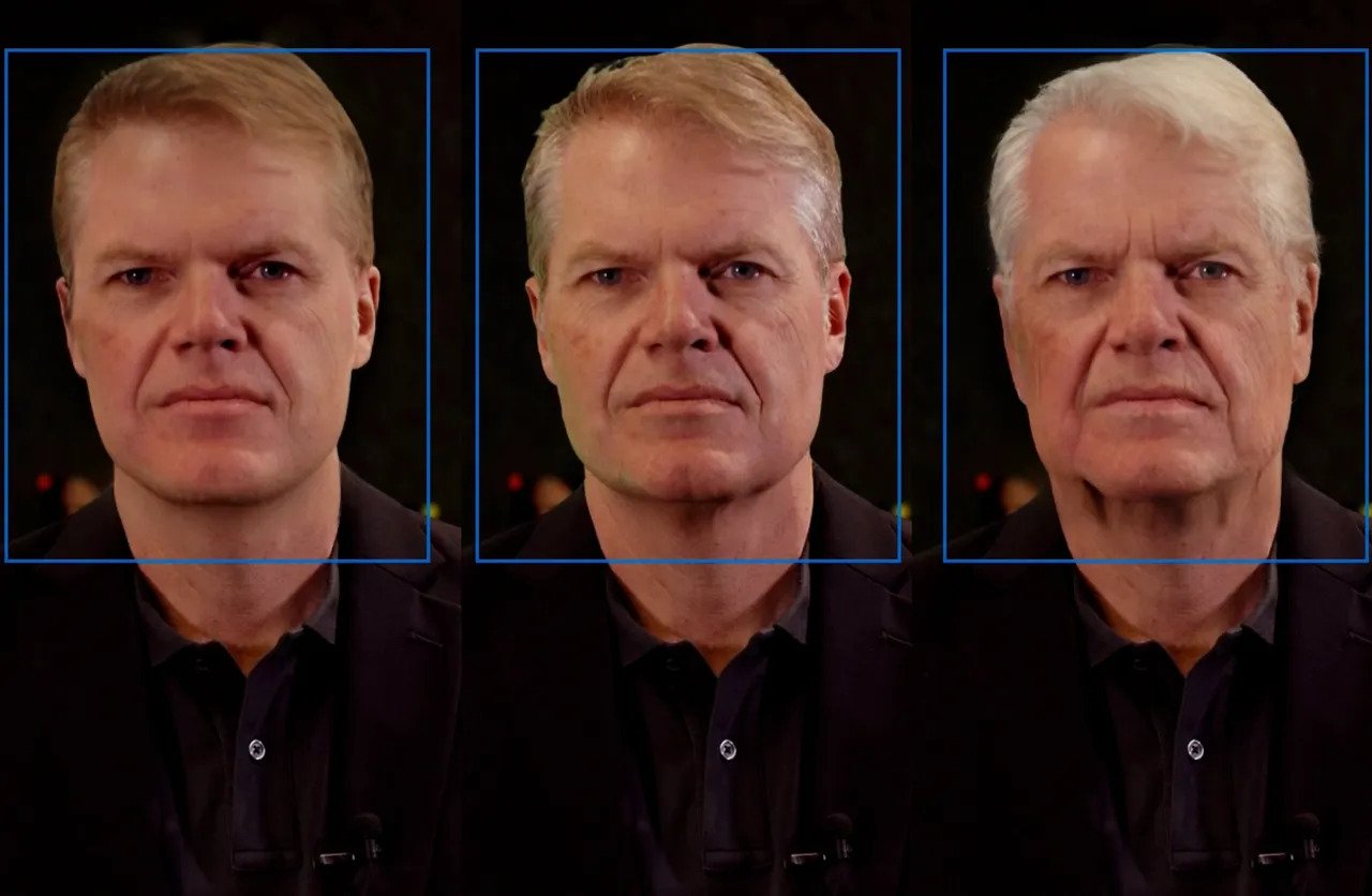 Neural rendering giving an old effect on a man's face