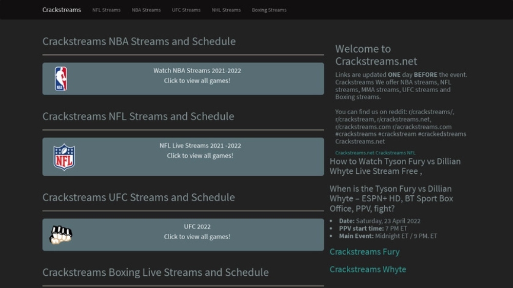 Crackstreams Net - The Finest Free Sports Activities Streaming Website
