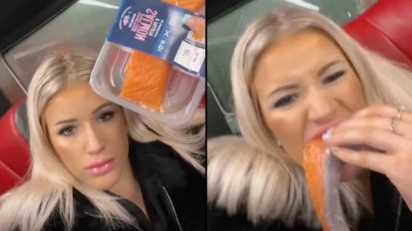 TikToker Eats Raw Salmon Flesh And Users Said Its Disgusting