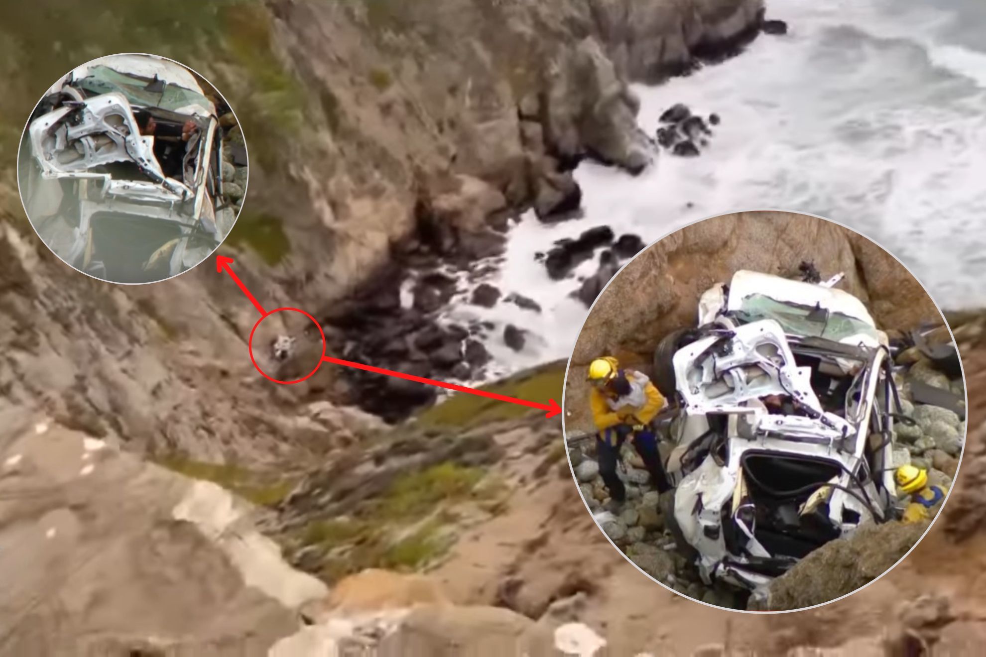 Tesla Driver Who Plunged Off 250-ft California Cliff Survives And Is Arrested
