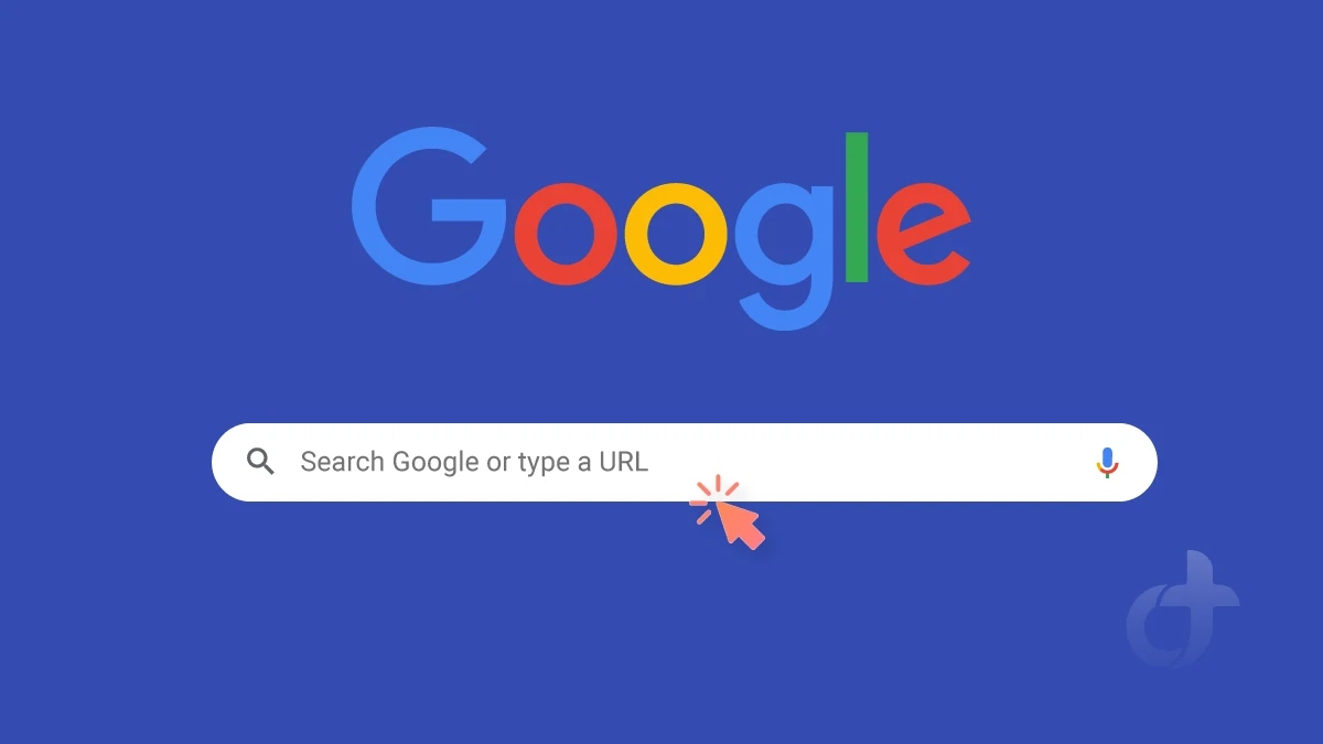 Search Google or type a URL google box on a blue background