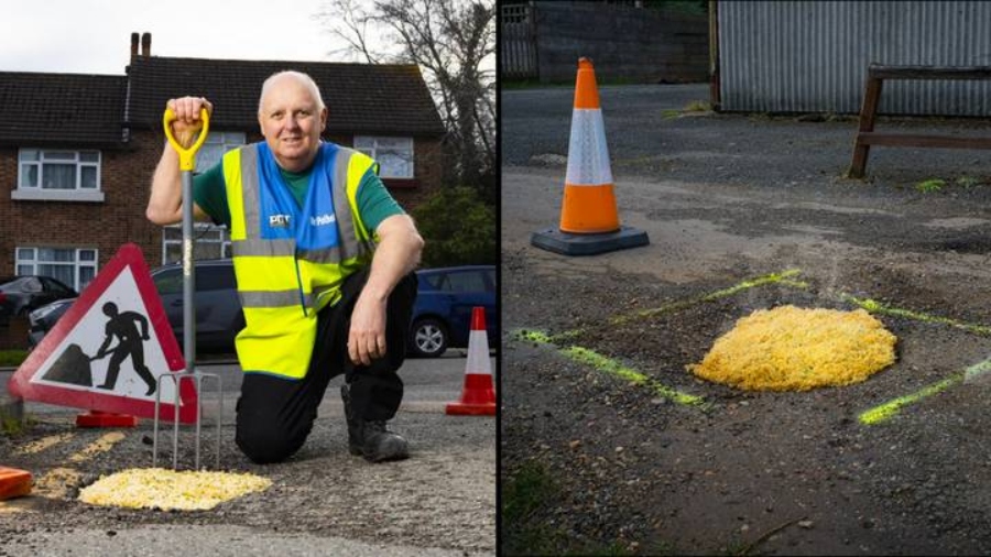 Man Who Was Fed Up With Potholes Has Started Filling Them With Pot Noodles