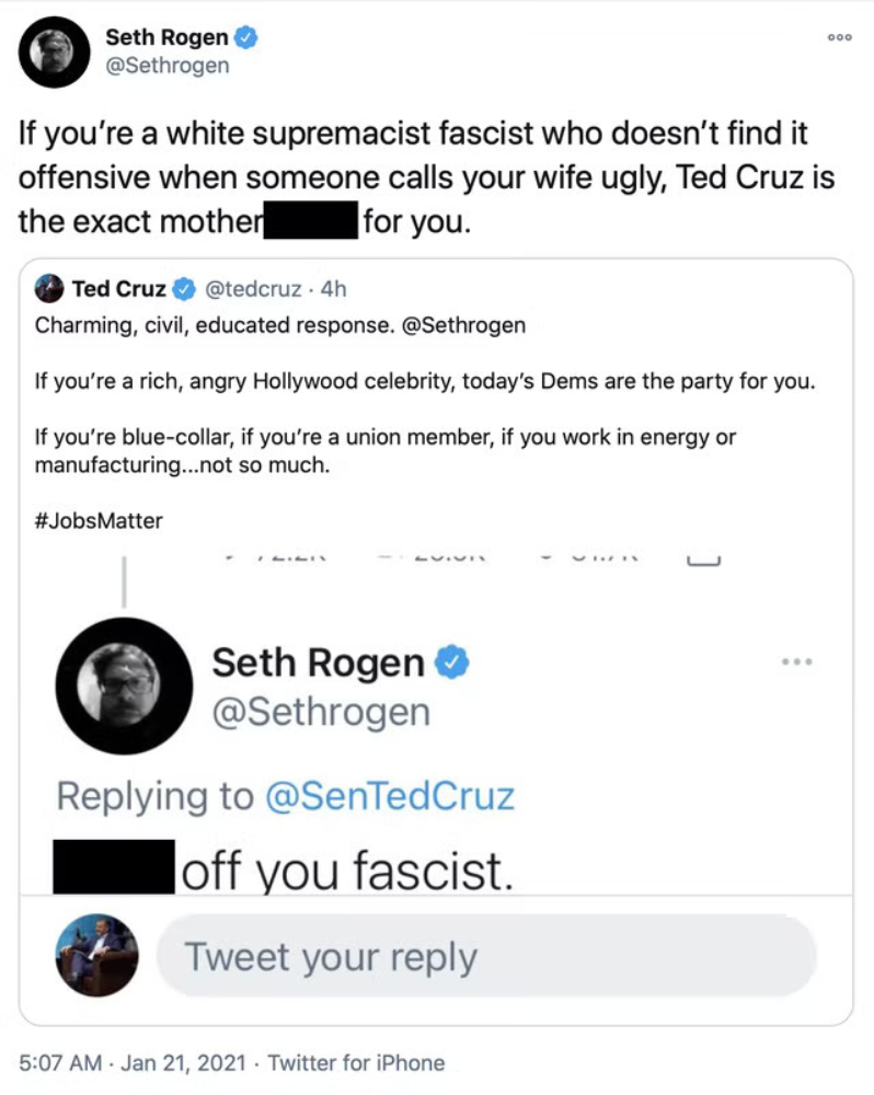 Screenshot of Seth Rogen tweet