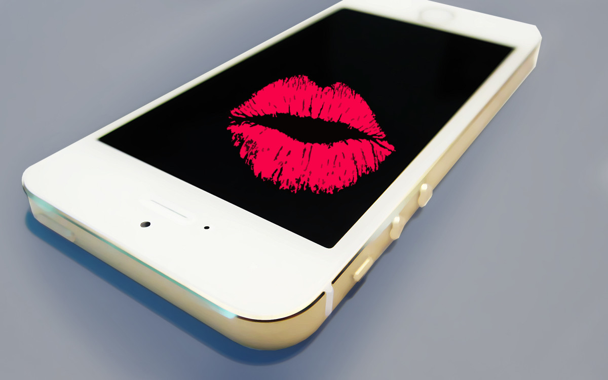 A Phone With A Kiss On The Screen