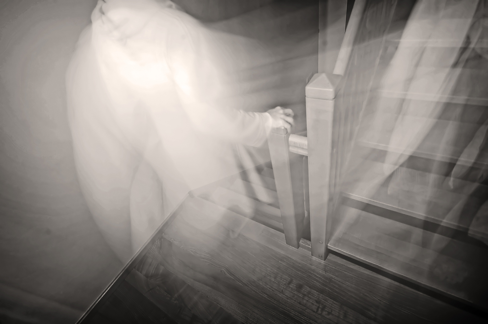 Creepy footage of a ghost on stairs