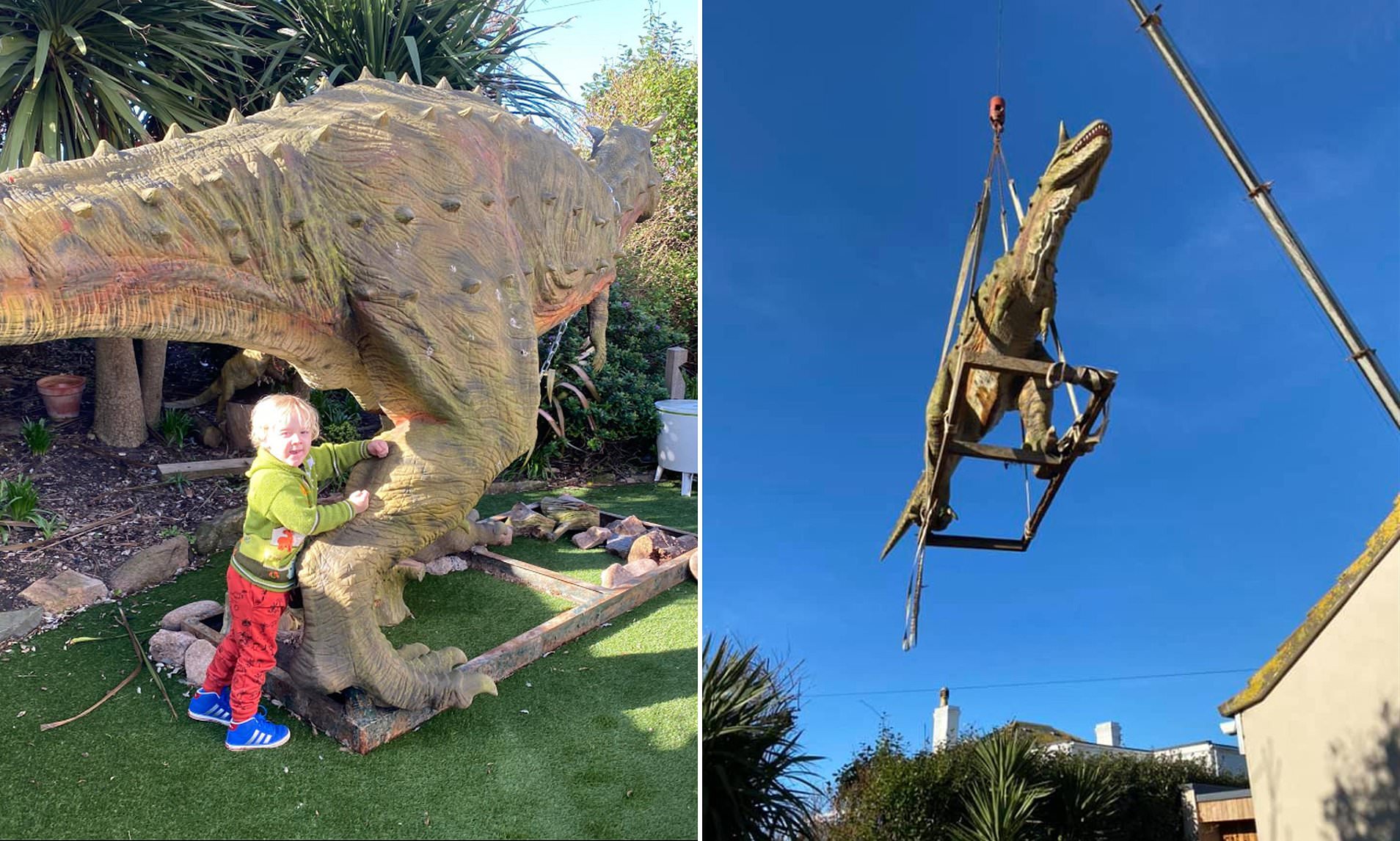 A Dad Accidentally Ordered A 20 Foot Dinosaur Statue For His Son