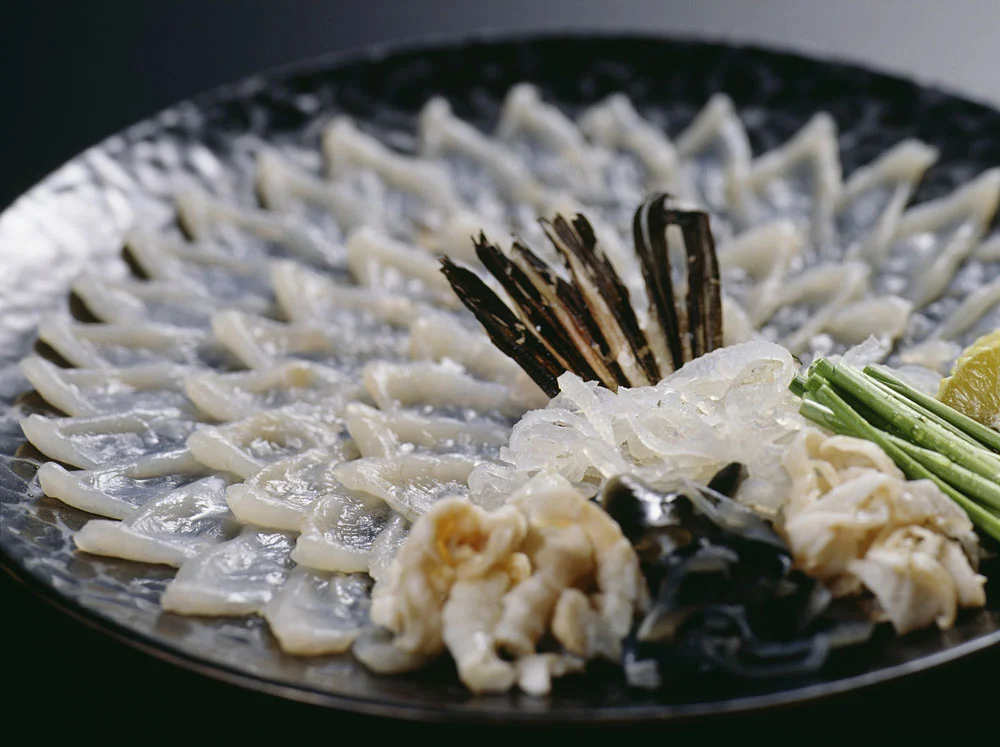 Fugu dish served in a plate