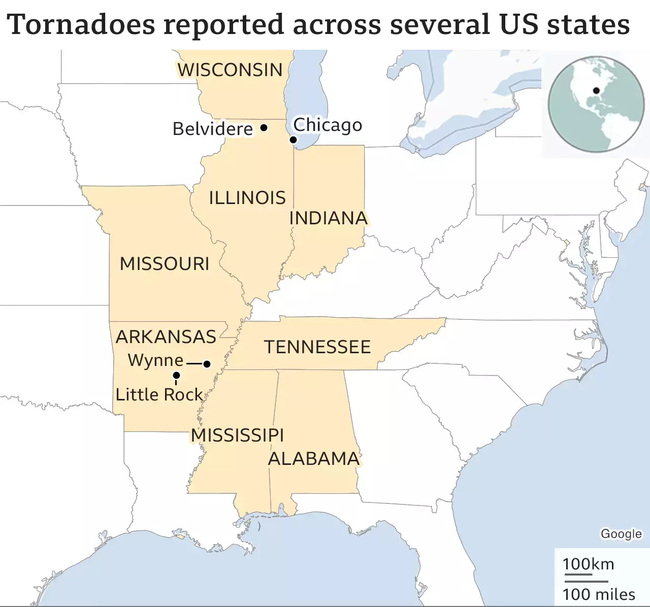 Tornadoes reported across several US states