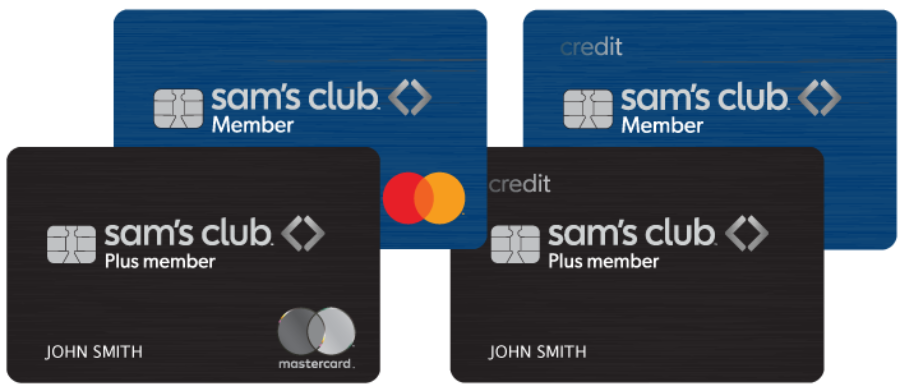 Black and blue colored Sam's Club credit cards 