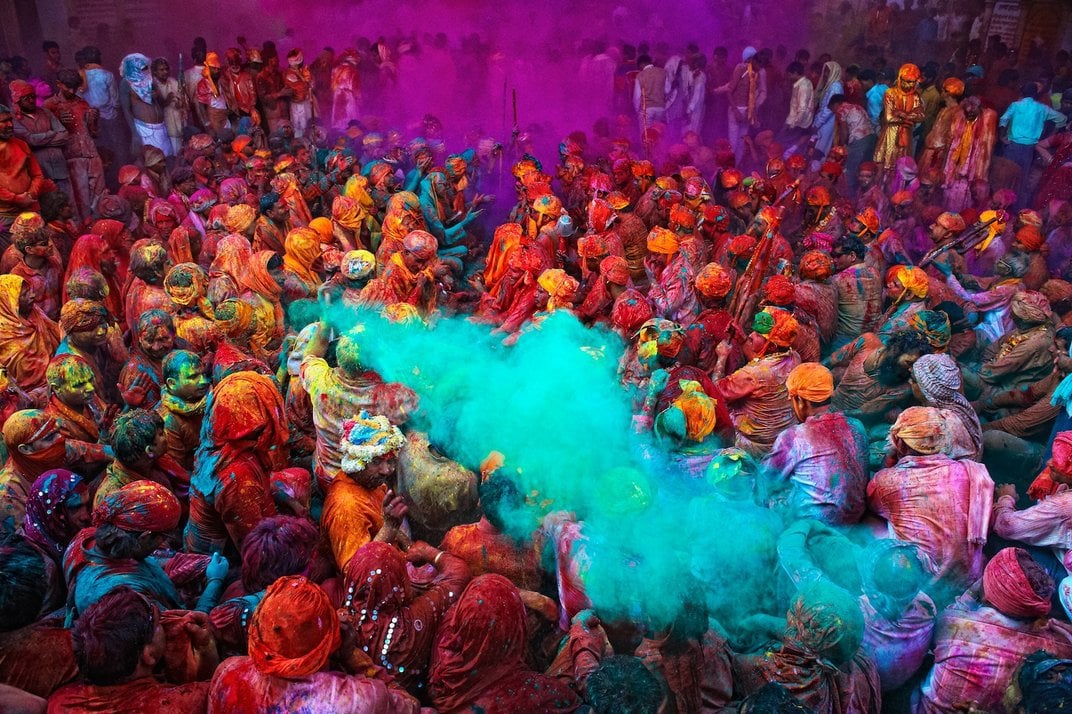 People enjoying Holi festival in India