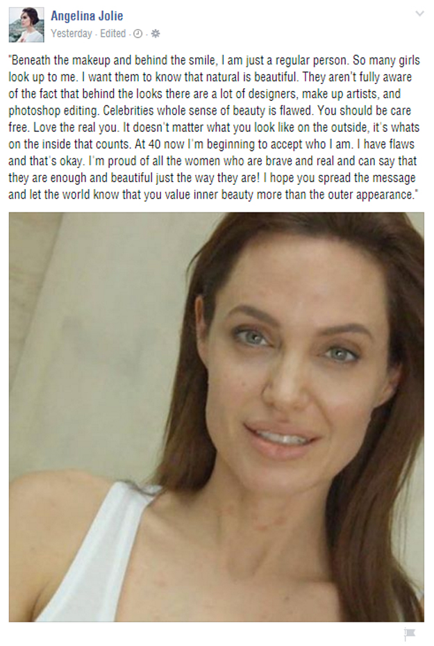 Angelina Jolie without makeup selfie