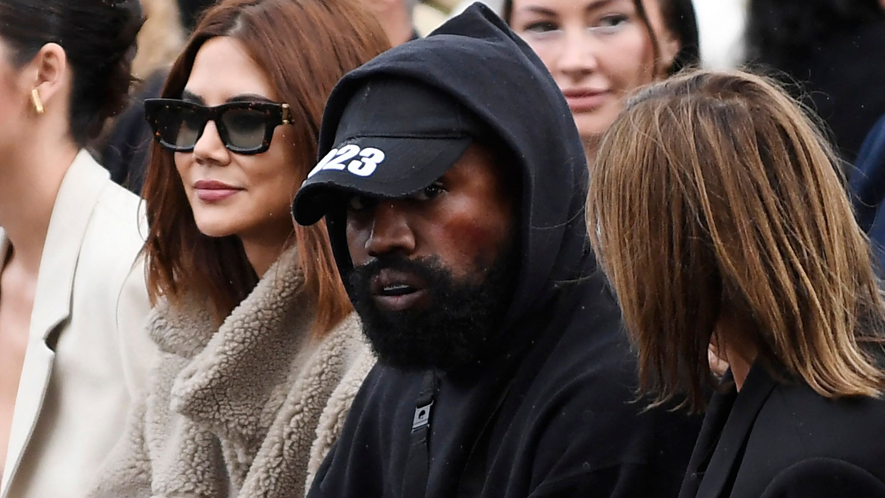 Kanye in his black hoodie