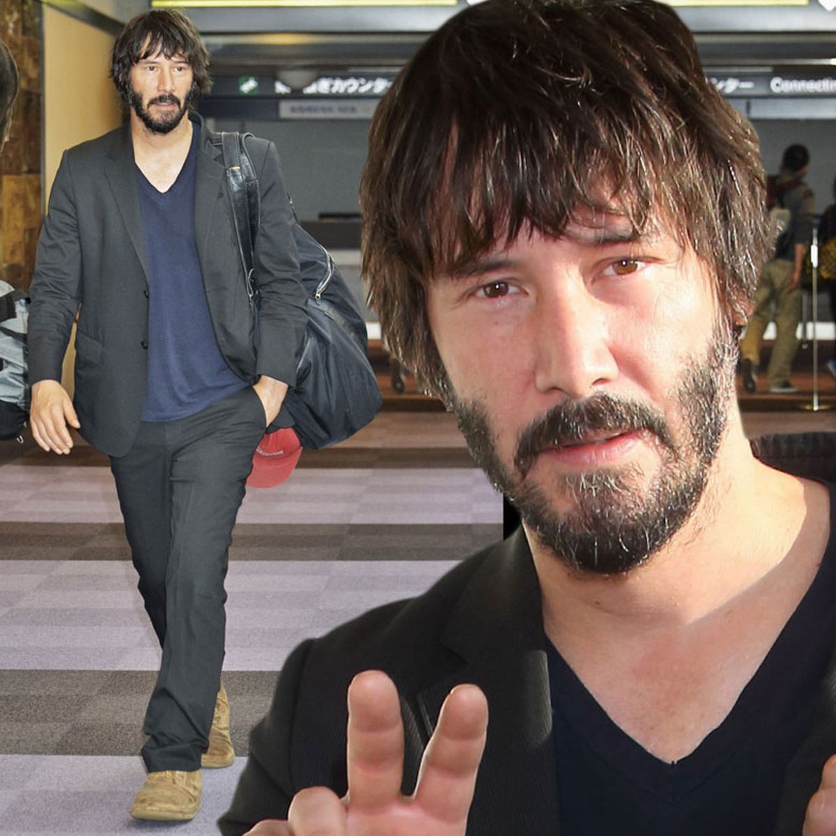 Keanu Reeves walking on the airport