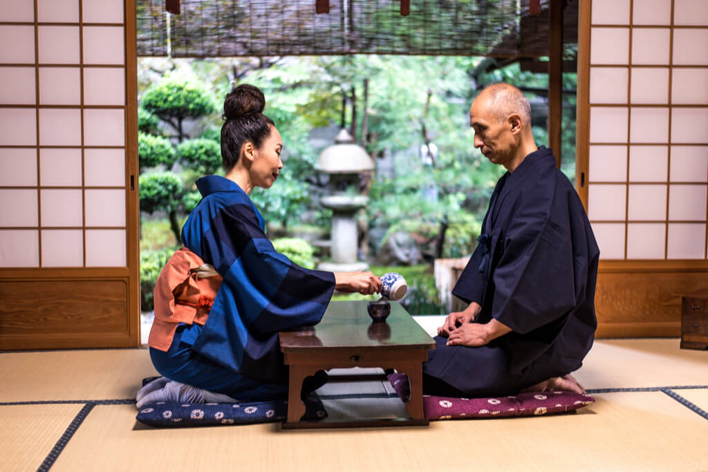 A man and a woman during Tea Ceremony, Japan