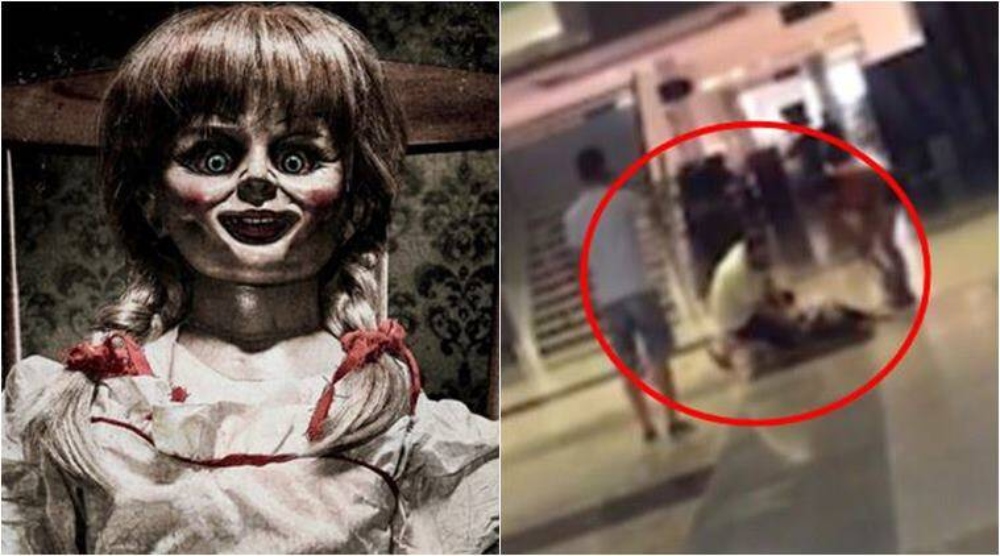 Woman Punches Leaves Cinema Screaming Watching Annabelle Creation