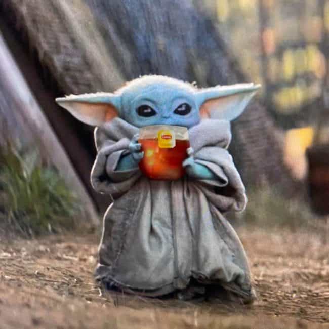 Baby Yoda Sipping Tea Meme