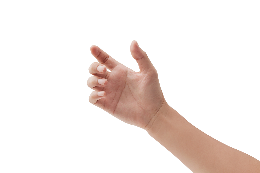 A hand on a white background